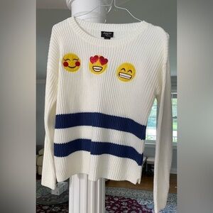 Hooked up by L.I.T. Women’s knitted with over size Emoji sweater. Size small